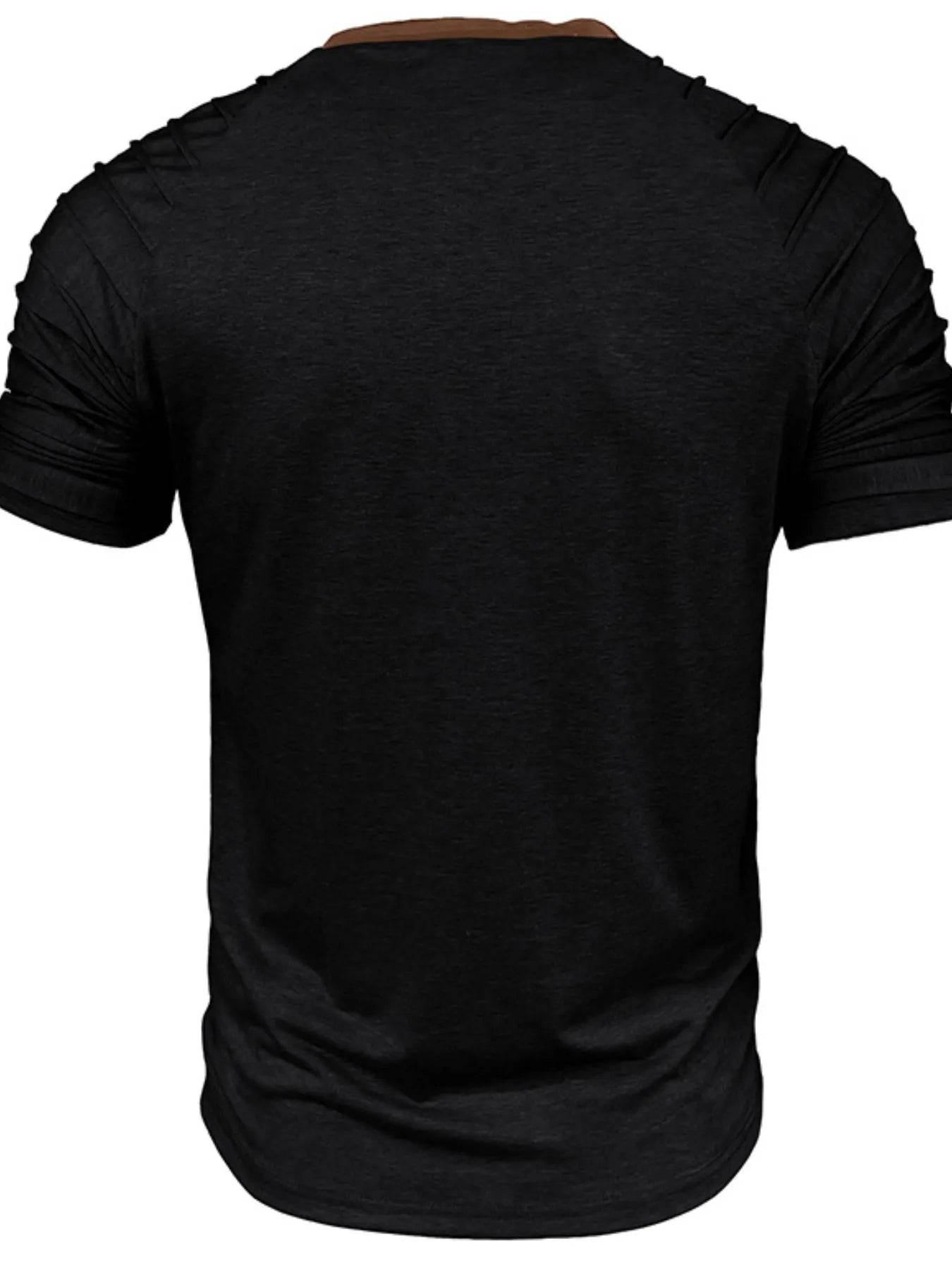 Casual Henley Short Sleeve Top with Contrast Collar - Purcell's Clothing Company