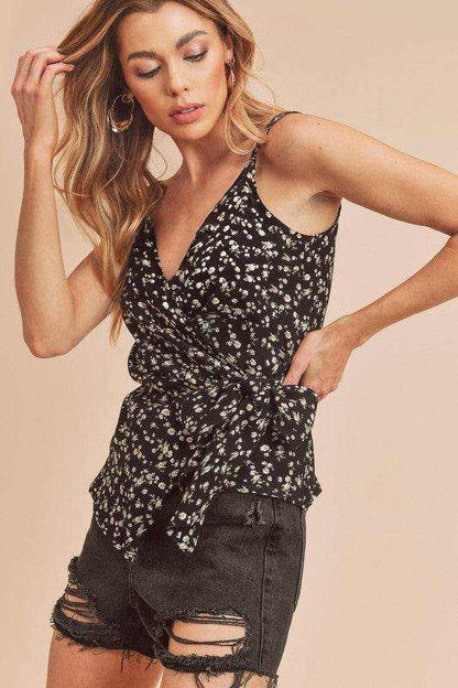 Aemi + Co Ditsy Floral Surplice Adjustable Straps Cami - Purcell's Clothing Company