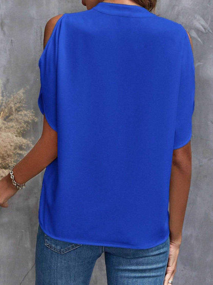 Notched Cold Shoulder Blouse - Purcell's Clothing Company