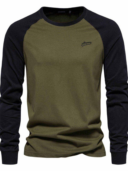 Contrast Round Neck Raglan Sleeve T-Shirt - Purcell's Clothing Company