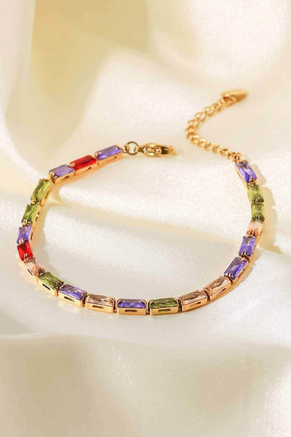 18K Gold Plated Multicolored Cubic Zirconia Bracelet - Purcell's Clothing Company