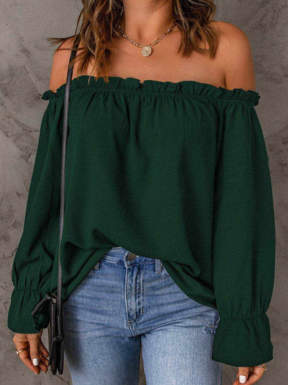 Off-Shoulder Flounce Sleeve Blouse - Purcell's Clothing Company