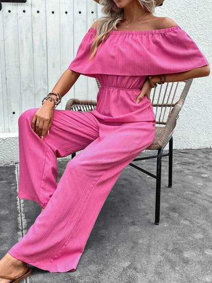 Perfee Off-Shoulder Wide Leg Jumpsuit - Purcell's Clothing Company
