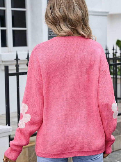 Angel Wings Flower Open Front Long Sleeve Cardigan - Purcell's Clothing Company