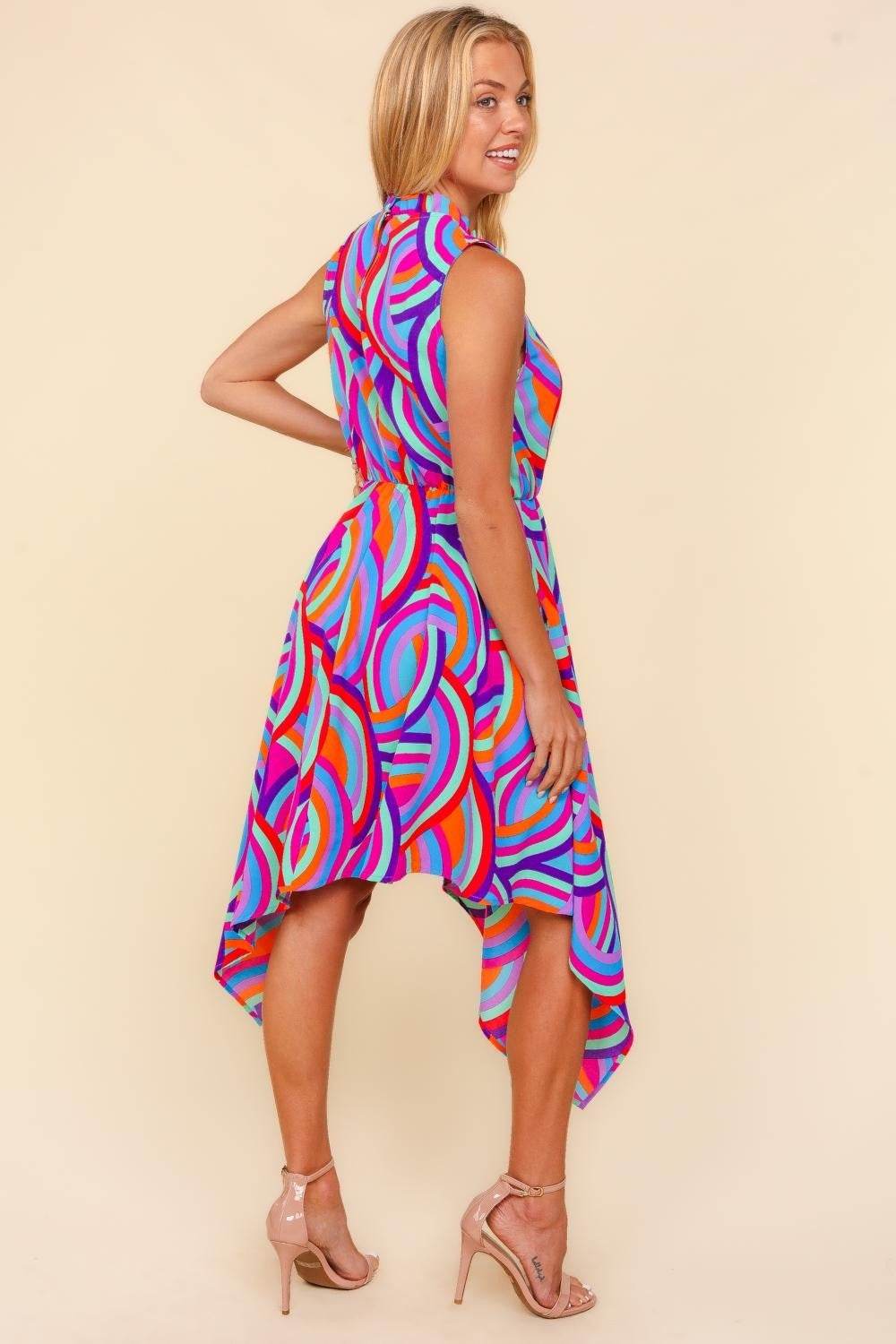 Haptics Full Size Mock Neck Sleeveless Printed Dress - Purcell's Clothing Company