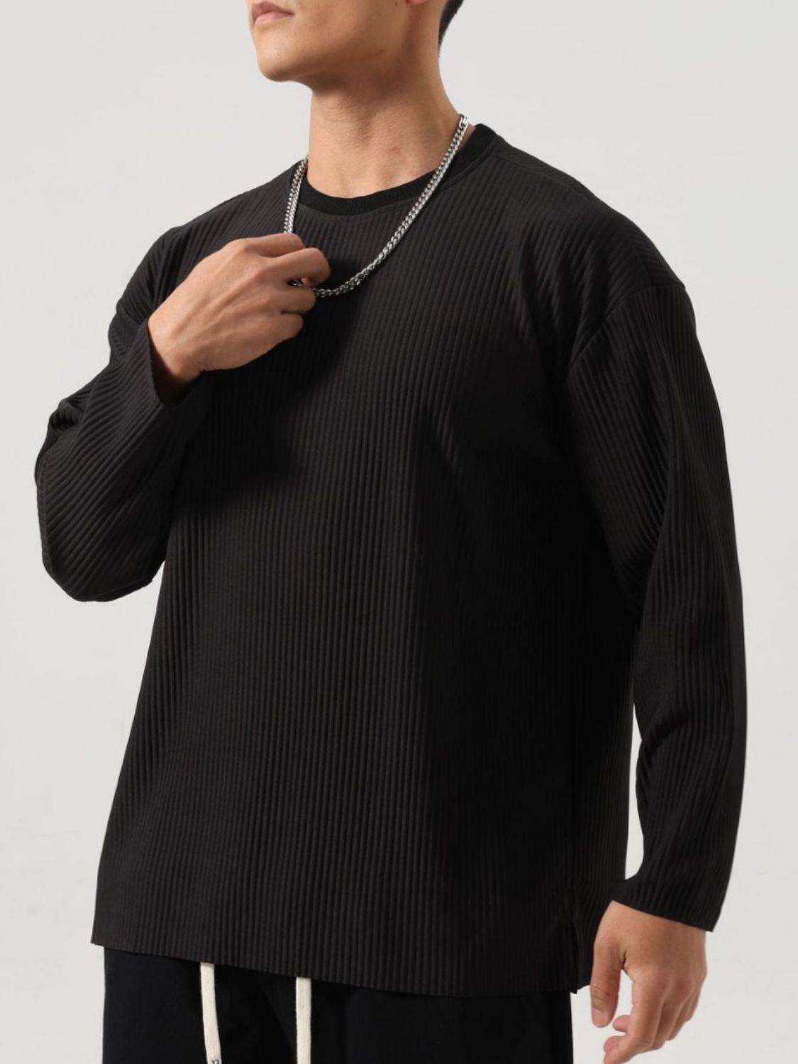 Poly-Stretch Round Neck Long Sleeve T-Shirt - Purcell's Clothing Company