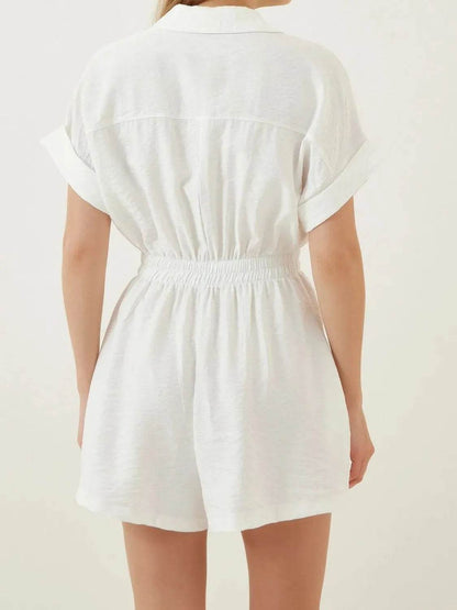 Johnny Collar Short Sleeve Romper - Purcell's Clothing Company