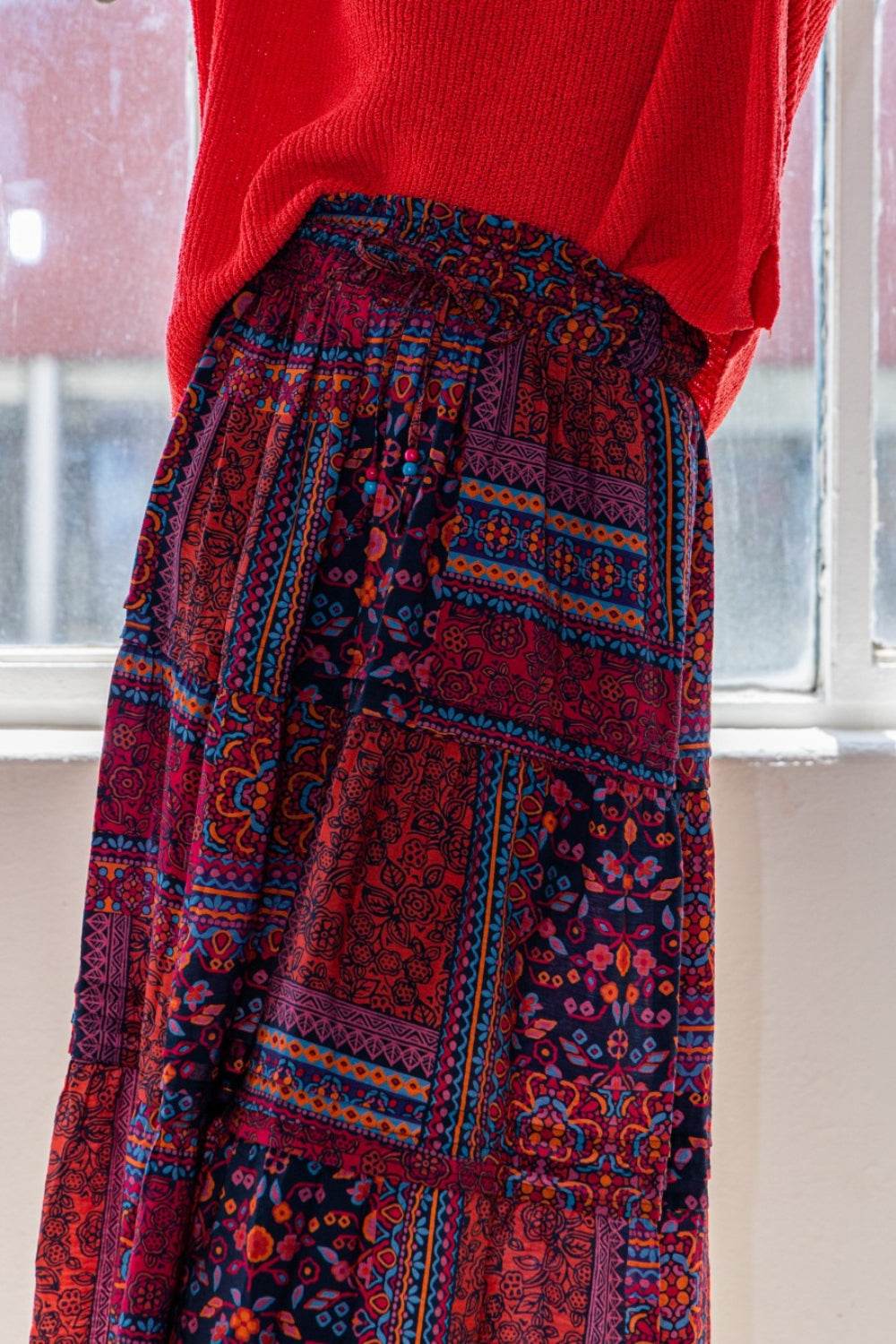 ODDI Full Size Printed Tiered Maxi Skirt - Purcell's Clothing Company