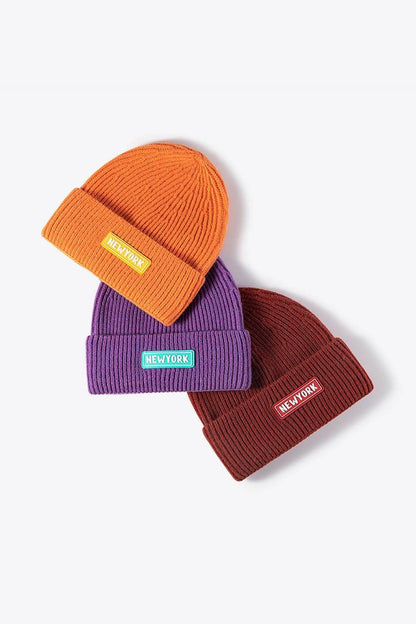 NEWYORK Patch Rib-Knit Cuffed Beanie - Purcell's Clothing Company