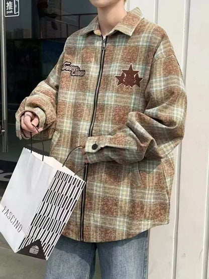 Plaid Zip Up Long Sleeve Jacket - Purcell's Clothing Company