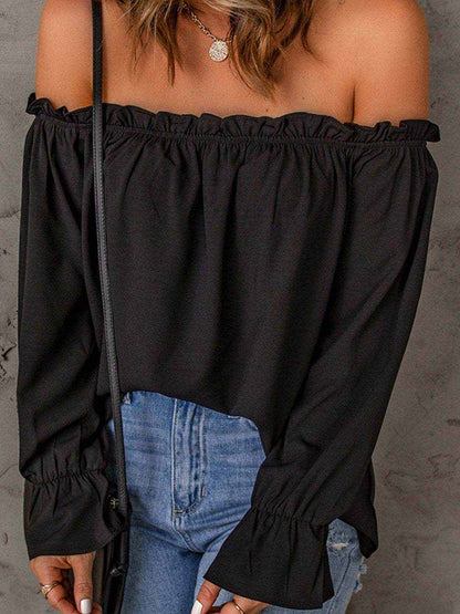 Off-Shoulder Flounce Sleeve Blouse - Purcell's Clothing Company