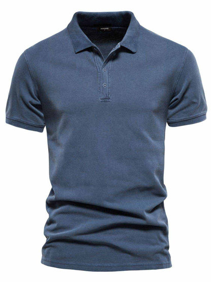 Collared Neck Button Detail Short Sleeve Polo - Purcell's Clothing Company