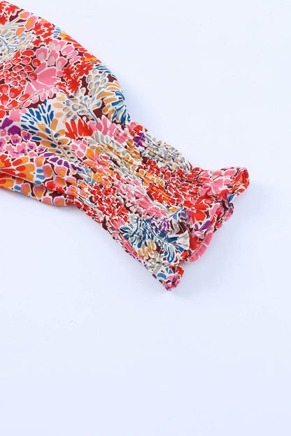 Floral Print Long Puff Sleeve Blouse - Purcell's Clothing Company