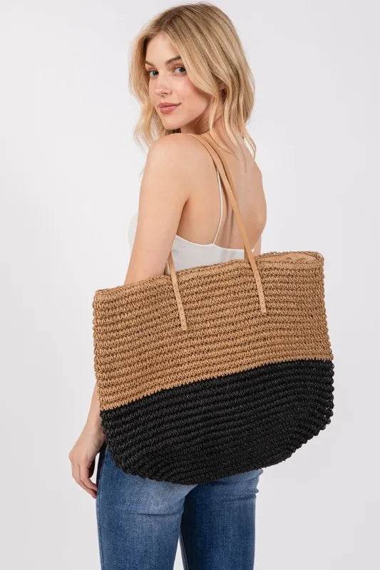 Fame Straw Braided Beach Tote Bag - Purcell's Clothing Company