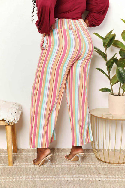Double Take Striped Smocked Waist Pants with Pockets - Purcell's Clothing Company