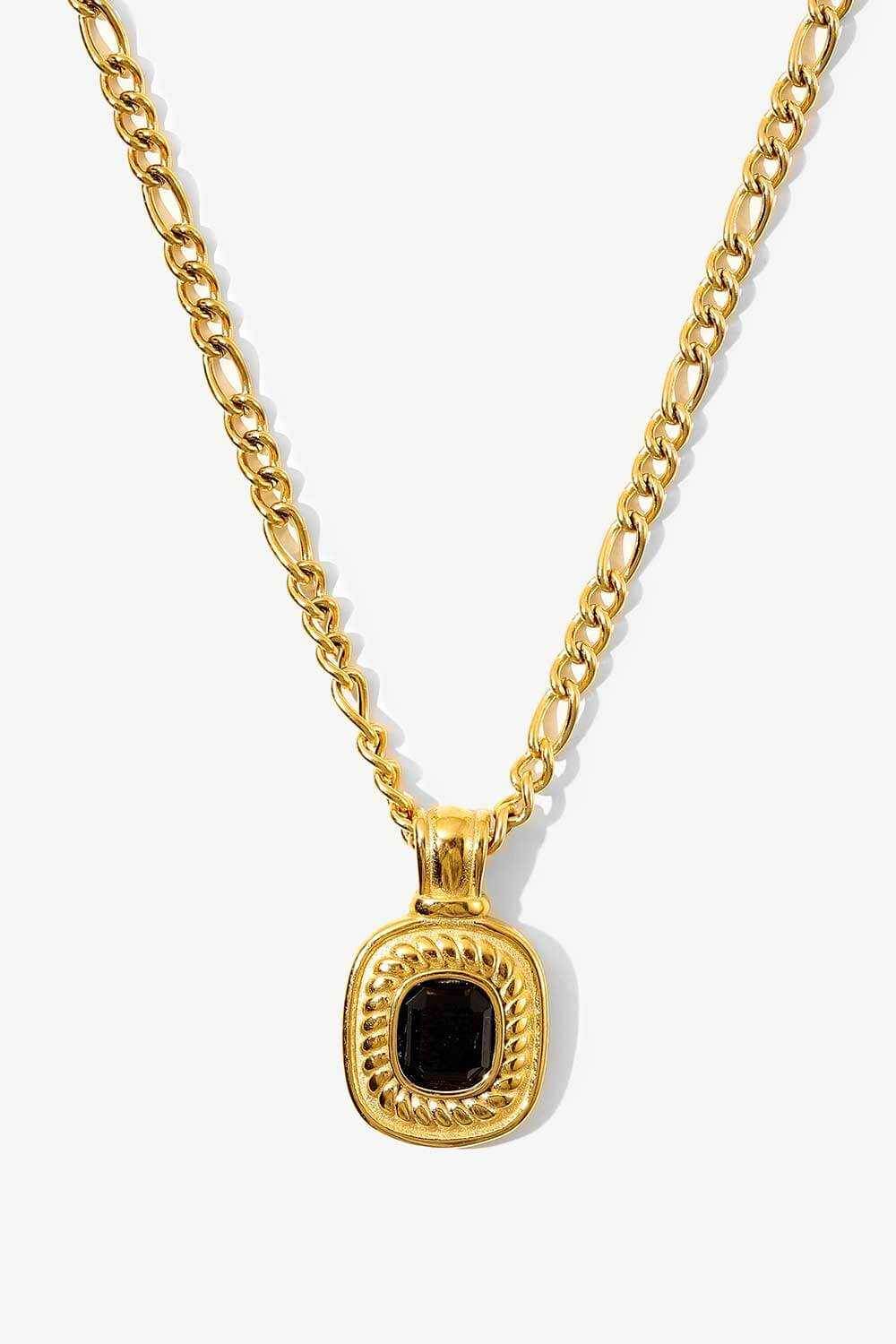 18K Gold Plated Inlaid Rhinestone Pendant Necklace - Purcell's Clothing Company