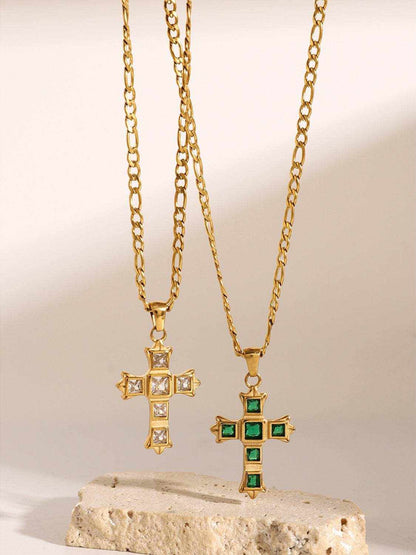 Stainless Steel Zircon Cross Pendant Necklace - Purcell's Clothing Company