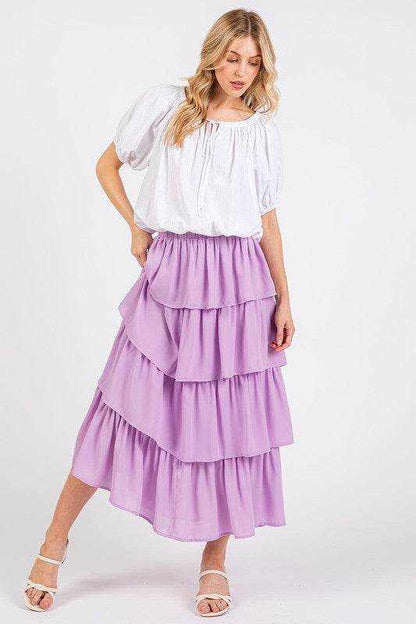 Mittoshop Chiffon Ruffle Layer Elastic Waist Midi Skirt - Purcell's Clothing Company