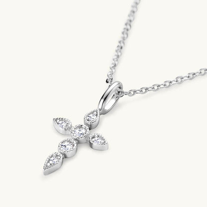 925 Sterling Silver Moissanite Cross Pendant Necklace - Purcell's Clothing Company
