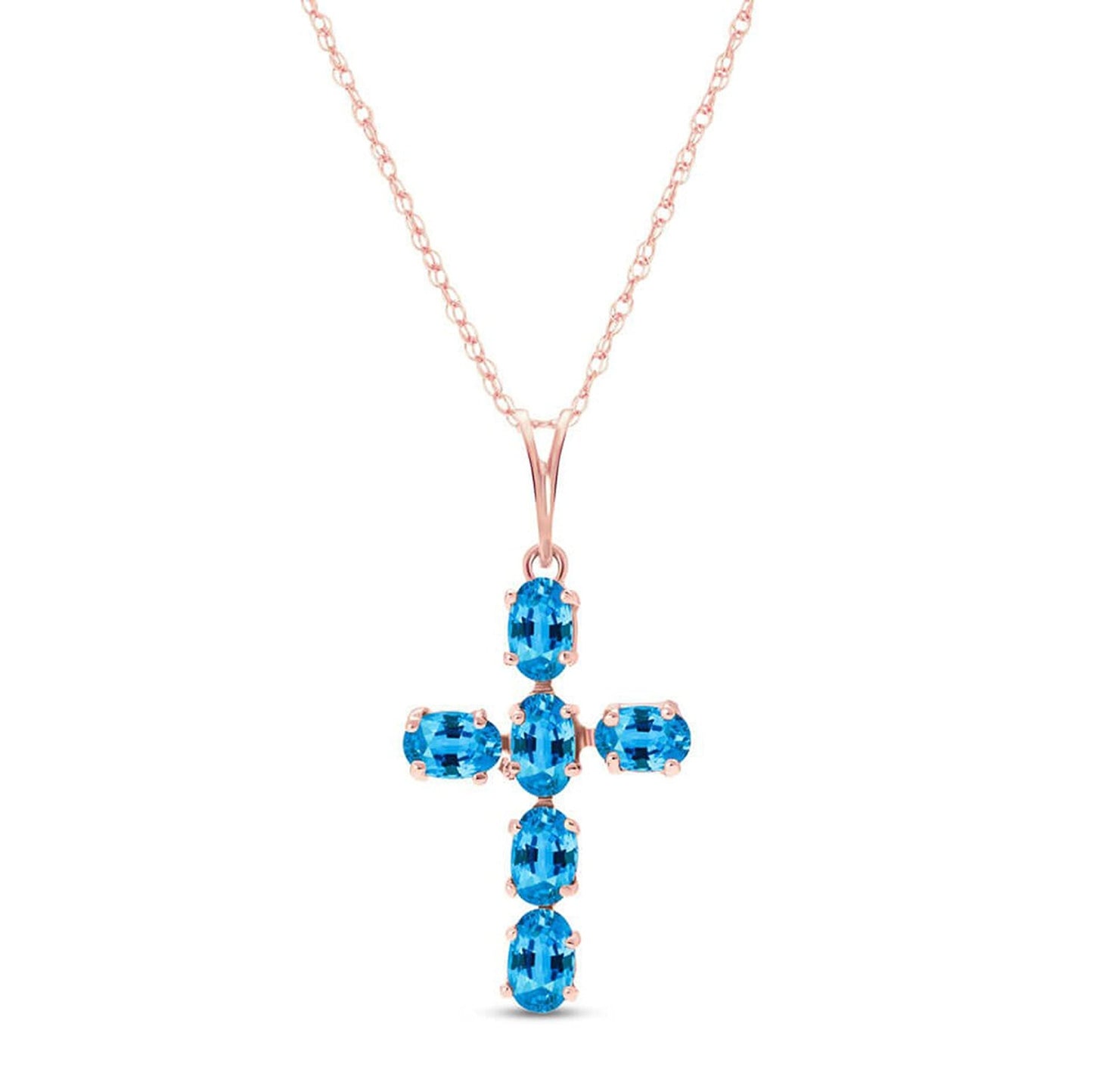 14K Gold Natural Blue Topaz Cross Pendant - Purcell's Clothing Company - 