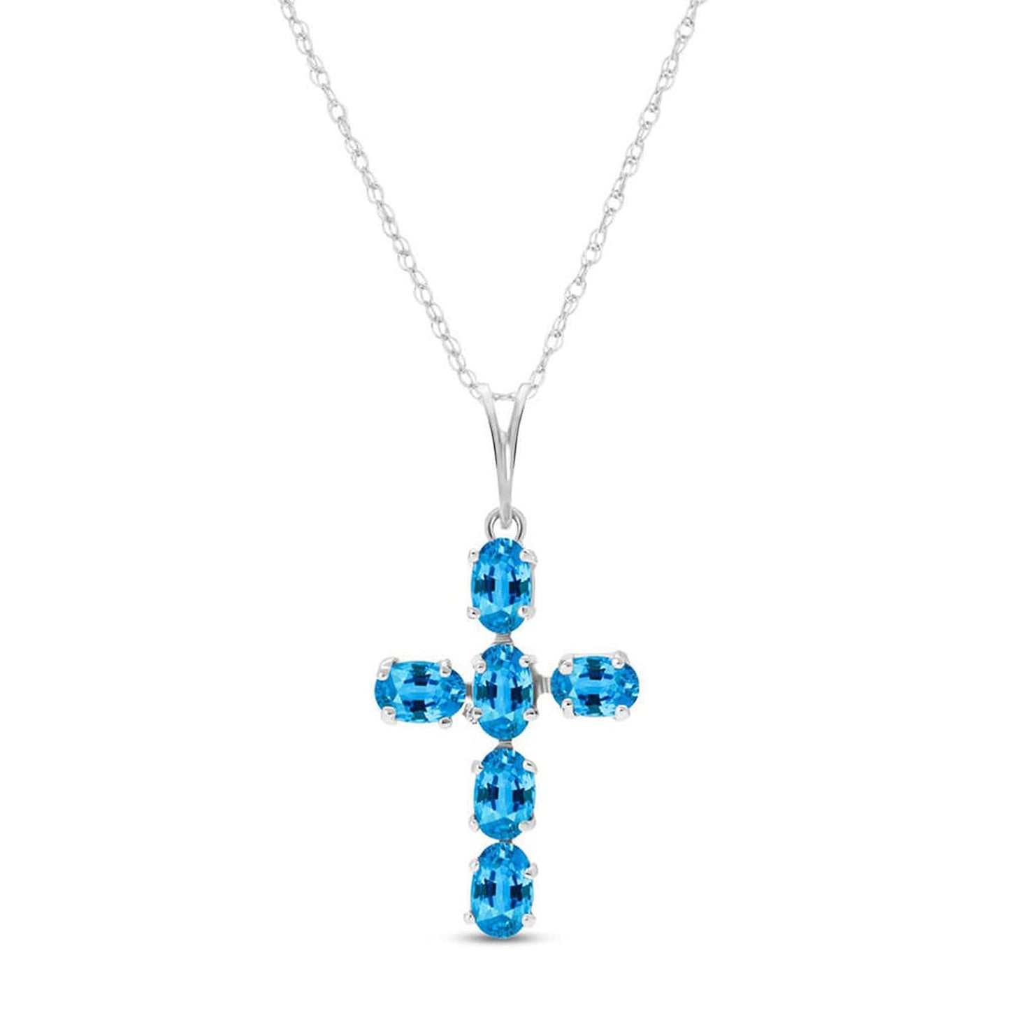 14K Gold Natural Blue Topaz Cross Pendant - Purcell's Clothing Company - 