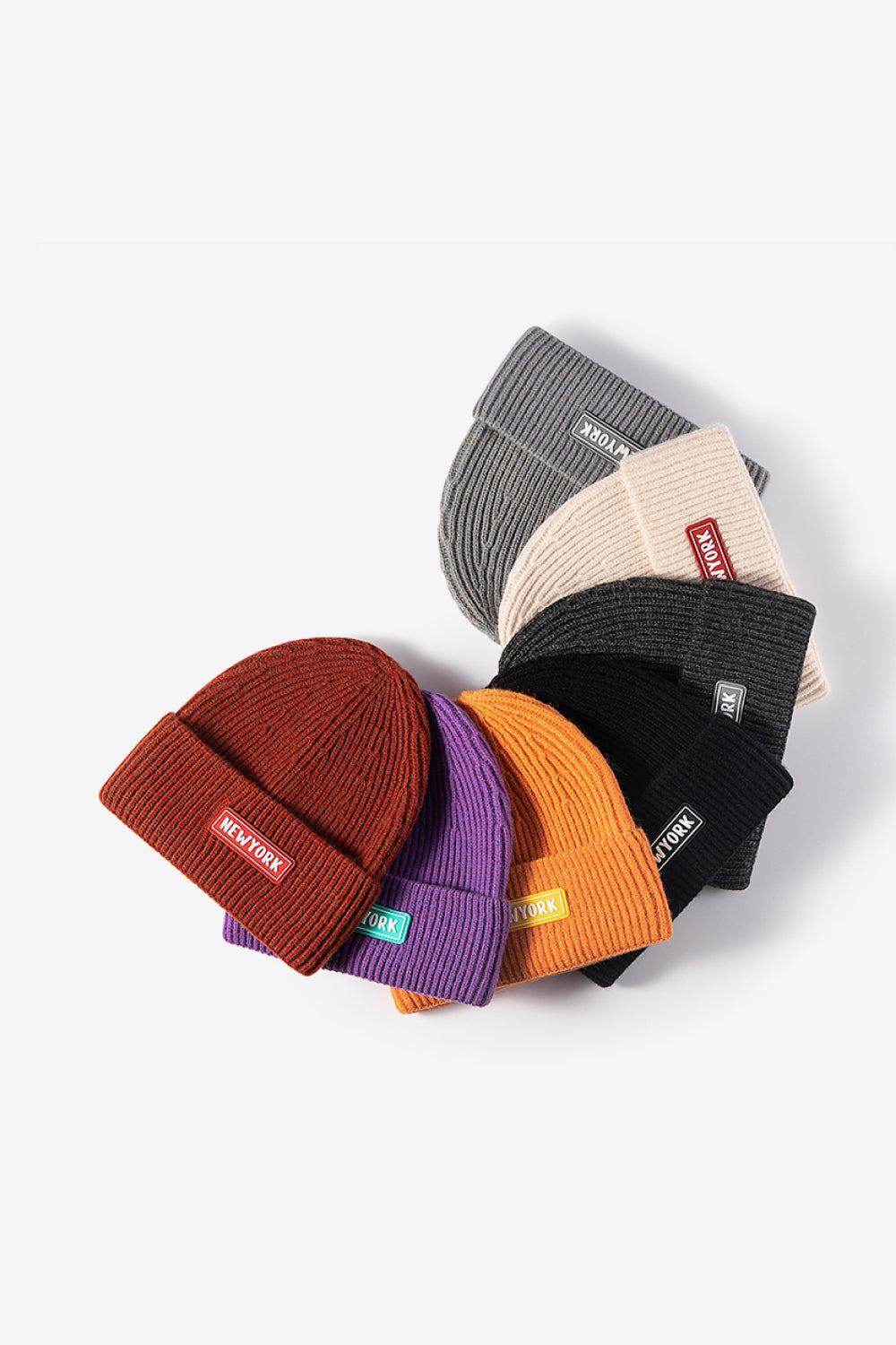 NEWYORK Patch Rib-Knit Cuffed Beanie - Purcell's Clothing Company