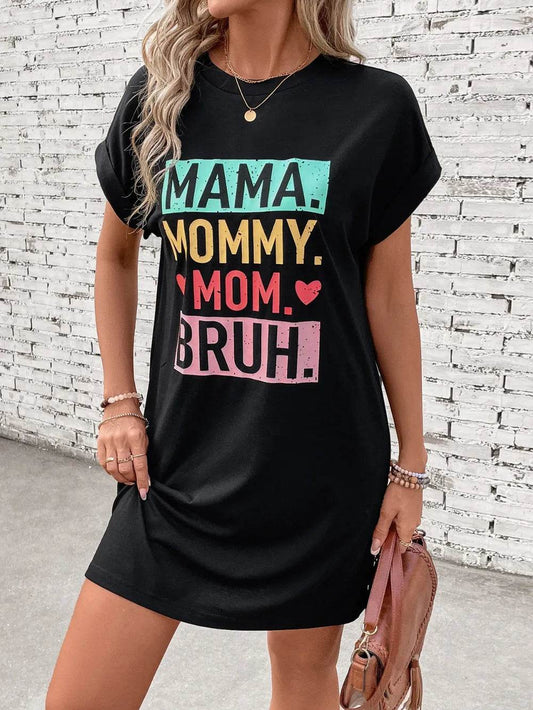 Letter Graphic Short Sleeve Mini Tee Dress - Purcell's Clothing Company