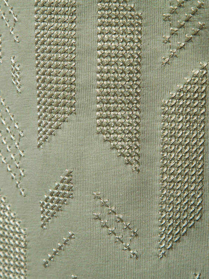 Round Neck Geometric Embroidered T-Shirt - Purcell's Clothing Company