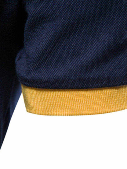 Embroidered Collared Neck Striped Contrast Polo - Purcell's Clothing Company