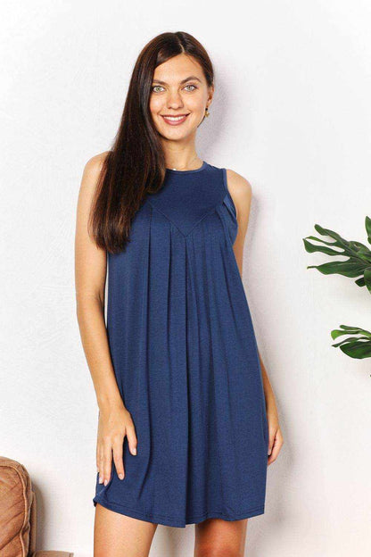 Perfee Round Neck Sleeveless Mini Dress - Purcell's Clothing Company