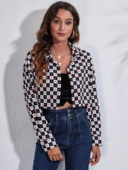 Button Down Printed Cropped Jacket - Purcell's Clothing Company