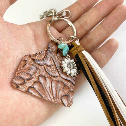 Turquoise Fringe Detail Key Chain - Purcell's Clothing Company