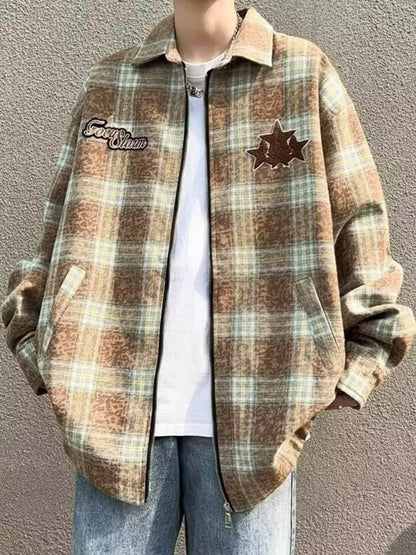 Plaid Zip Up Long Sleeve Jacket - Purcell's Clothing Company