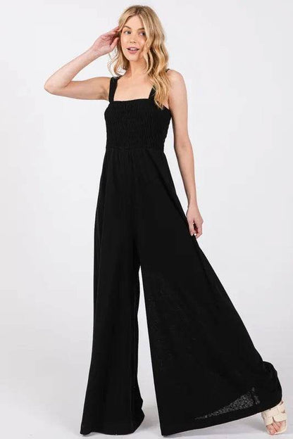 SAGE+FIG Smocked Flowy Wide Leg Jumpsuit - Purcell's Clothing Company