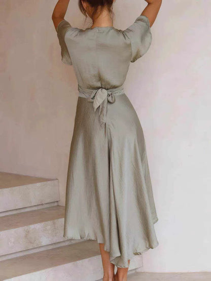 High-Low Plunge Flutter Sleeve Dress - Purcell's Clothing Company