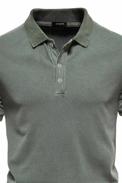 Collared Neck Button Detail Short Sleeve Polo - Purcell's Clothing Company