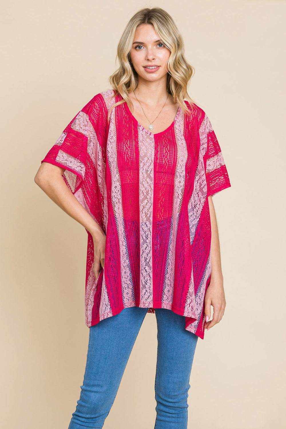 Cotton Bleu by Nu Label V Neck Drop Shoulder Oversize Top - Purcell's Clothing Company
