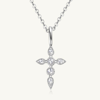 925 Sterling Silver Moissanite Cross Pendant Necklace - Purcell's Clothing Company