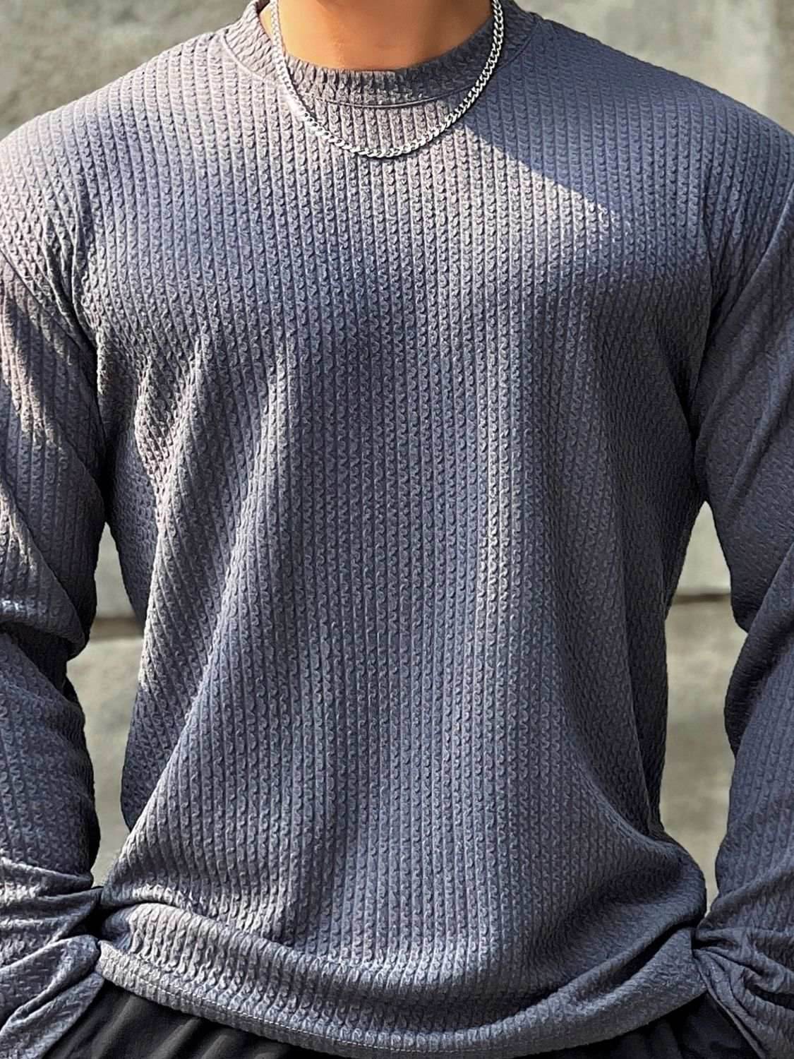 Solid Color Round Neck Long Sleeve T-Shirt - Purcell's Clothing Company