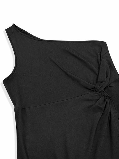 Plus Size Twisted One Shoulder Sleeveless Midi Dress - Purcell's Clothing Company