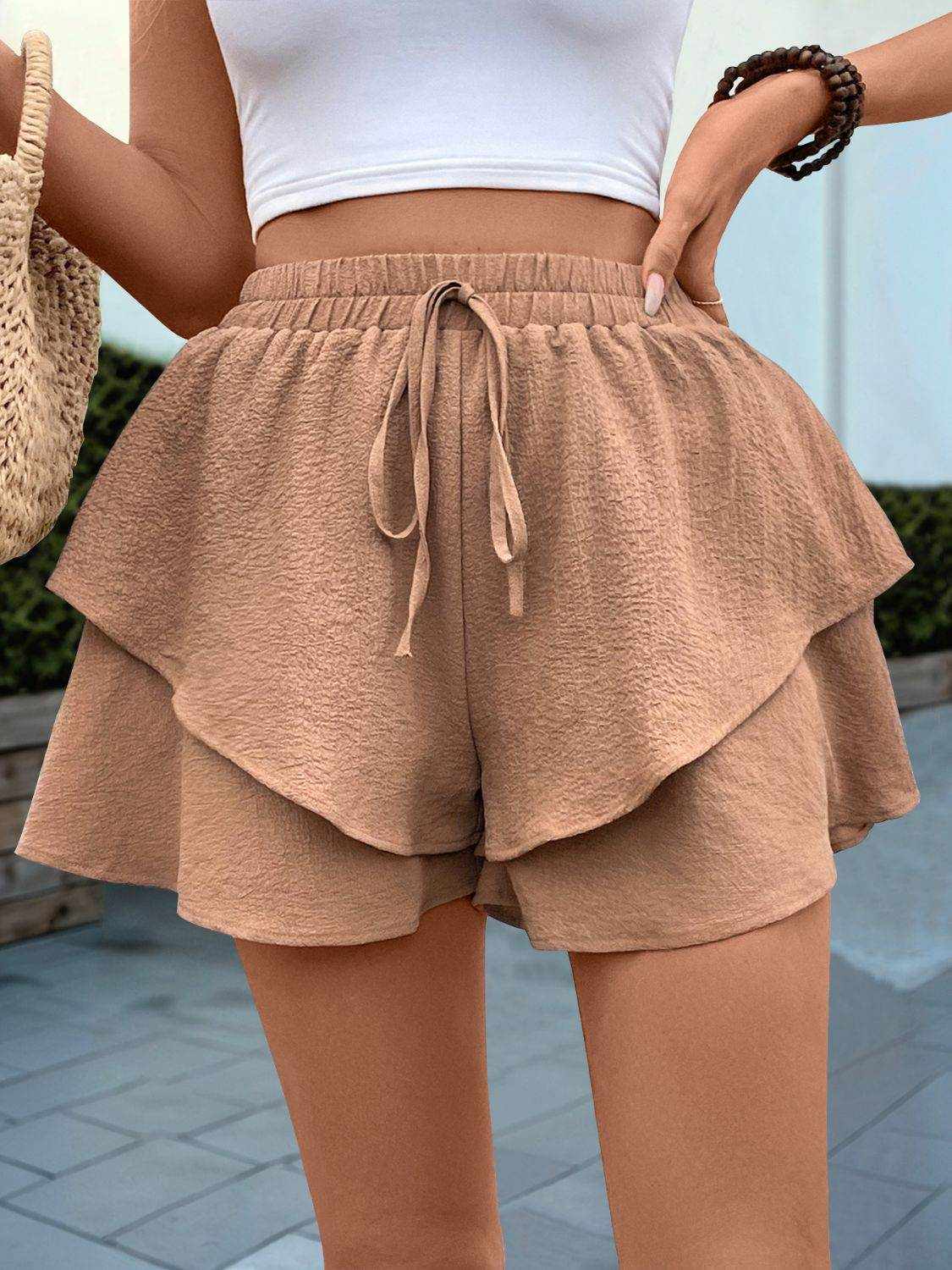 Perfee Tied Layered Shorts - Purcell's Clothing Company