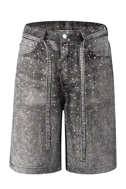 Men's Washed Rhinestone Denim Bermuda Shorts - Purcell's Clothing Company