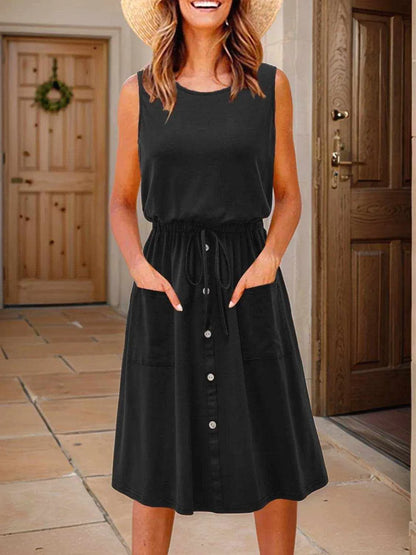 Full Size Round Neck Sleeveless Tank Dress Plus Size - Purcell's Clothing Company