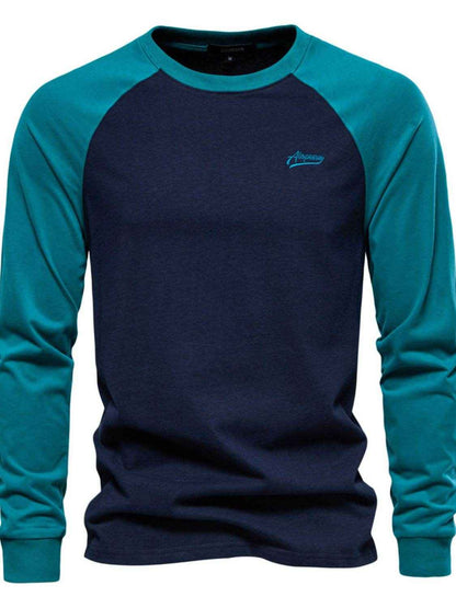 Contrast Round Neck Raglan Sleeve T-Shirt - Purcell's Clothing Company
