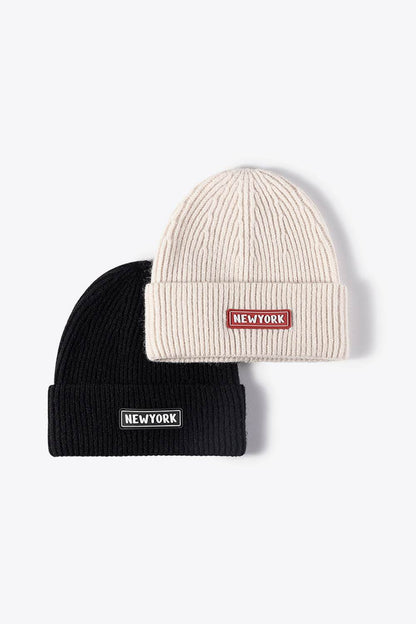 NEWYORK Patch Rib-Knit Cuffed Beanie - Purcell's Clothing Company