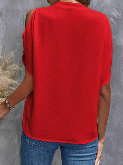 Notched Cold Shoulder Blouse - Purcell's Clothing Company