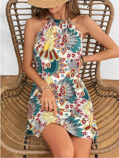 Printed Grecian Neck Mini Dress - Purcell's Clothing Company