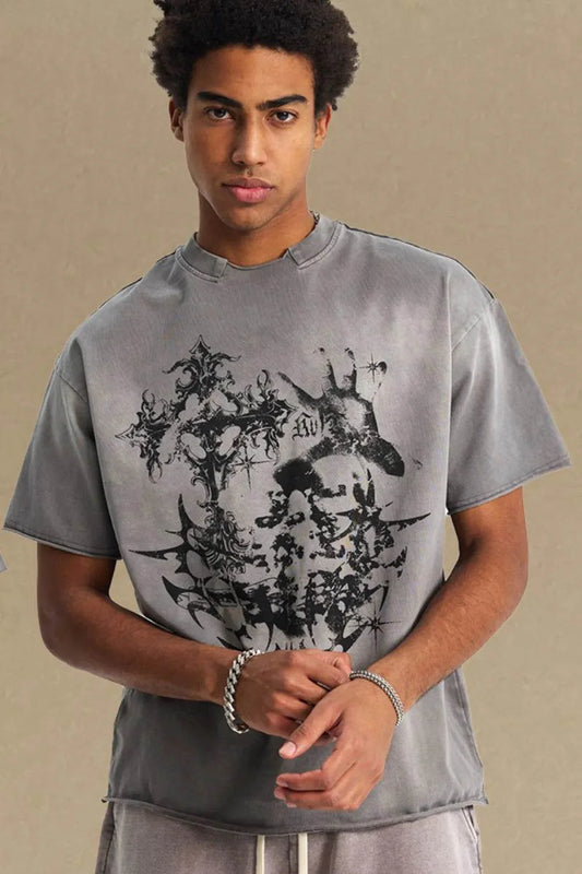Graphic Round Neck Half Sleeve T-Shirt - Purcell's Clothing Company