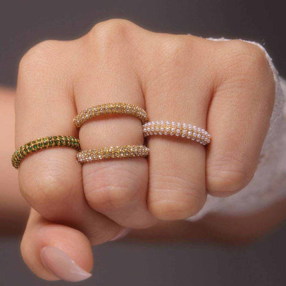 18K Gold-Plated Inlaid Zircon Ring - Purcell's Clothing Company