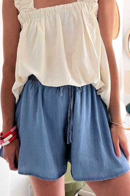 Elastic Waist Wide Leg Denim Shorts - Purcell's Clothing Company
